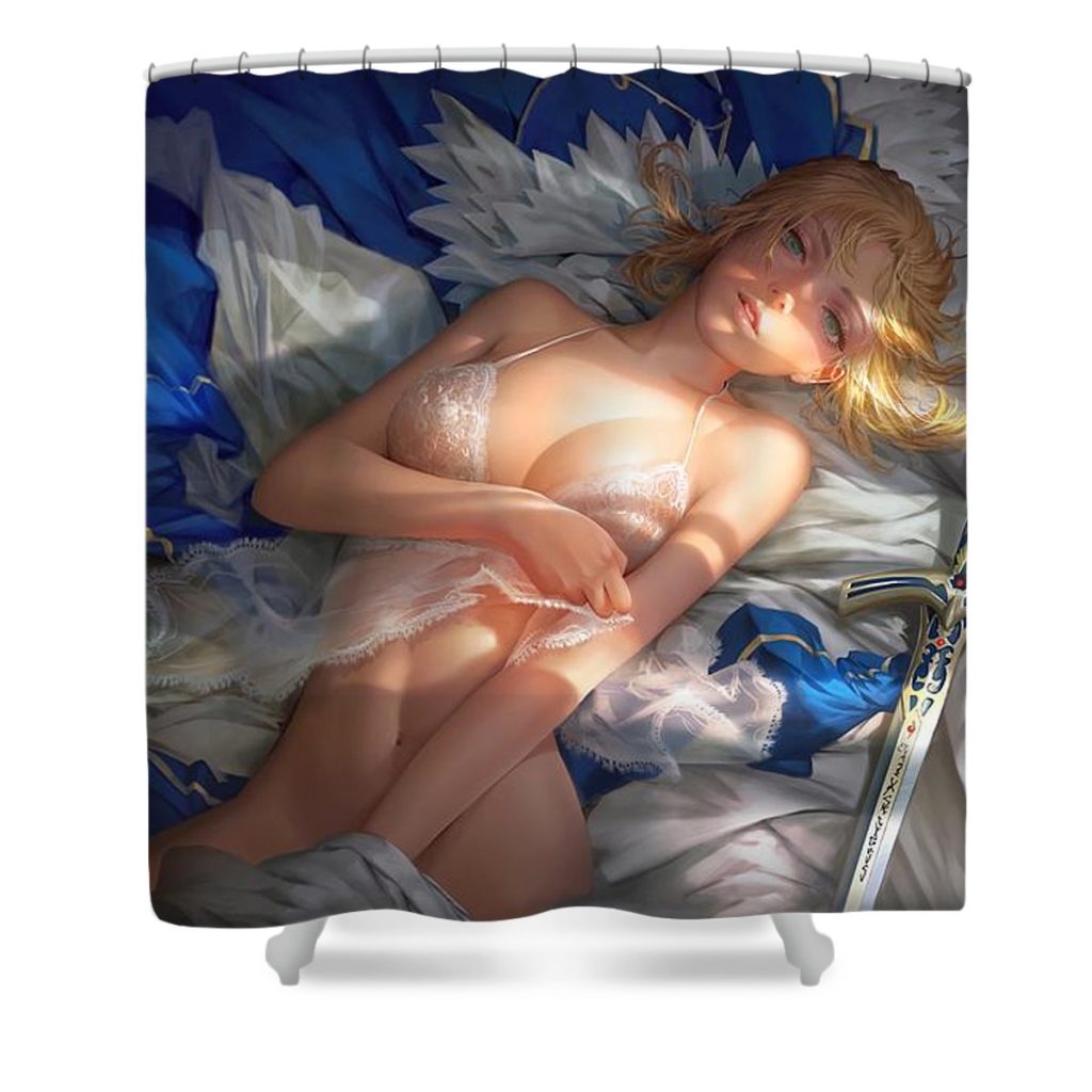 super pretty blonde sailor moon undressing lingerie on bed ultra hd hi res - Anime Shower Curtain Shop