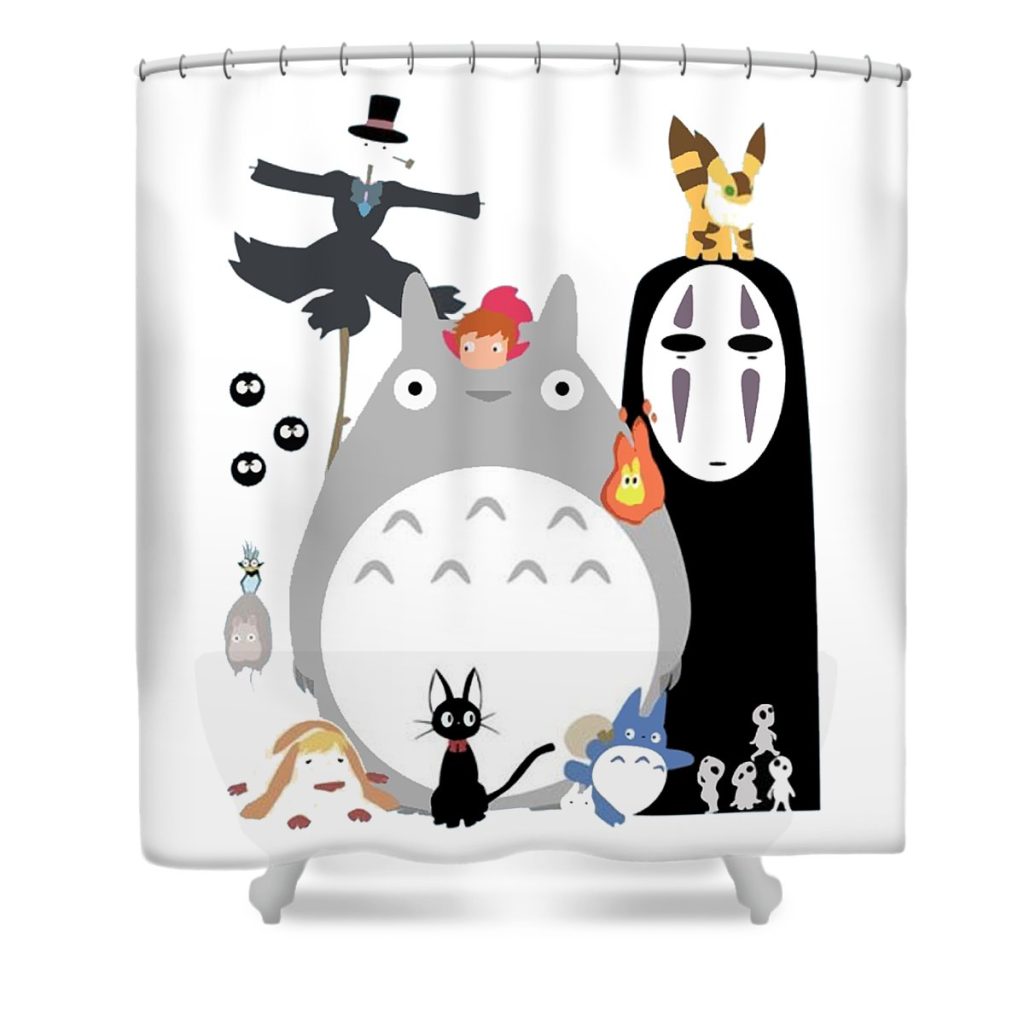 totoro and friend studio cartoon transparent - Anime Shower Curtain Shop