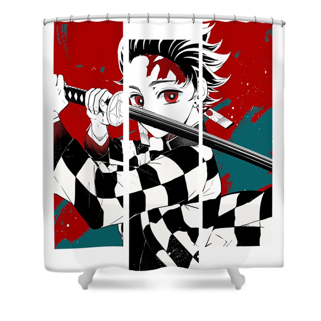 vintage demon slayer dark fantasy anime character tanjiro kamado sebastian mainse transparent - Anime Shower Curtain Shop