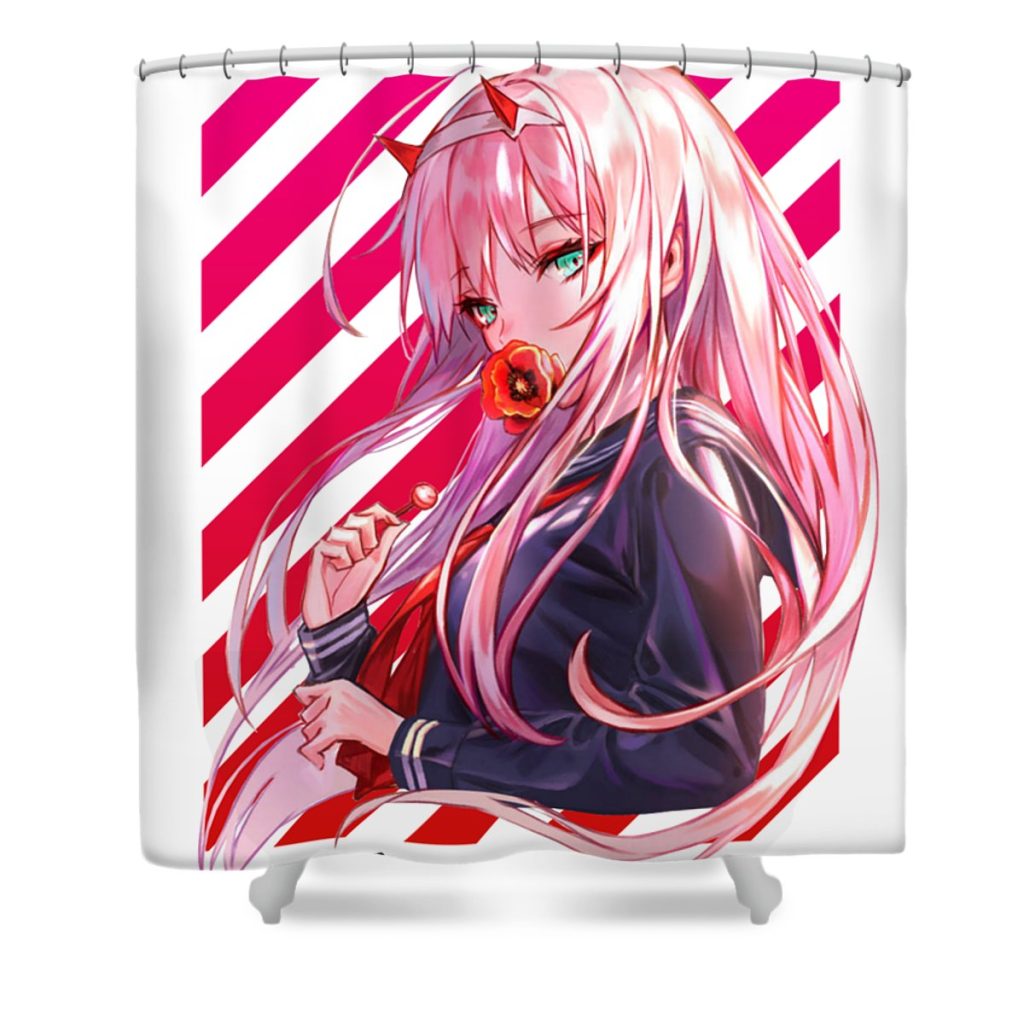 zero two from darling in the franxx elizabeth c henry transparent - Anime Shower Curtain Shop